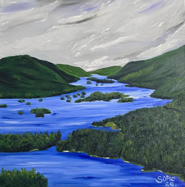 Original Landscape Painting by Mevlida Sofic | Photorealism Art on Canvas | Queen of the lakes