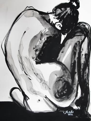 Print of Expressionism Nude Drawings by Jarmo Korhonen