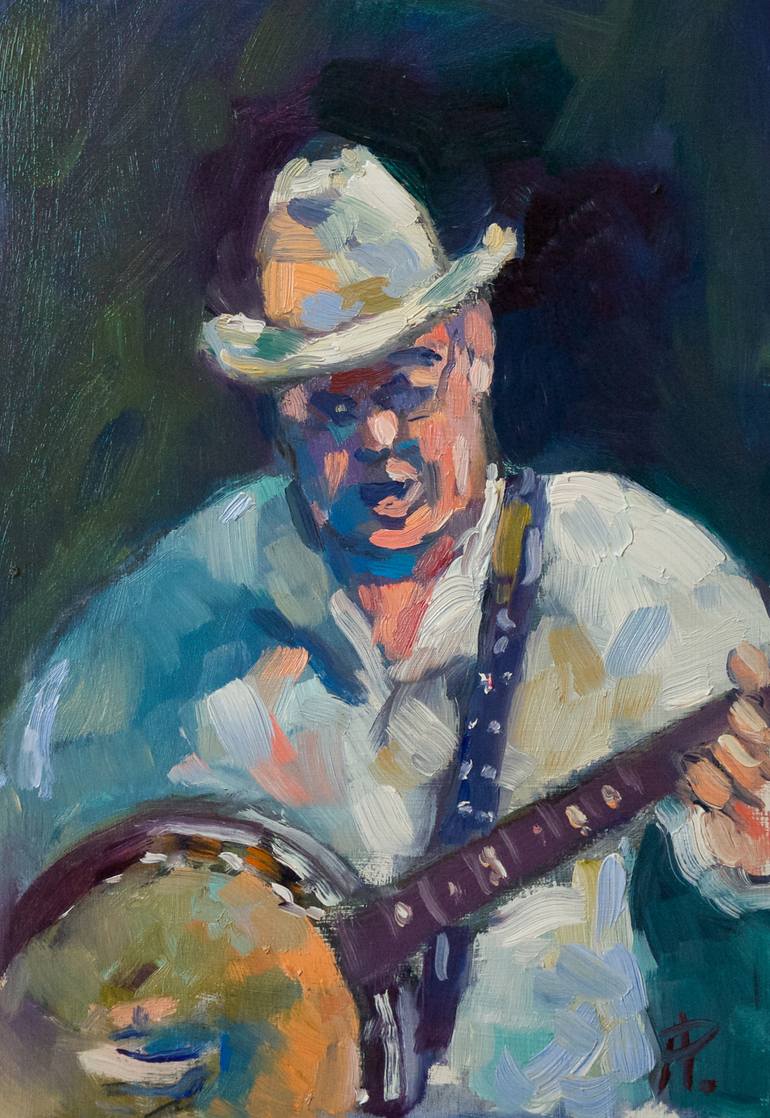 Original Impressionism Music Painting by Andre Pallat