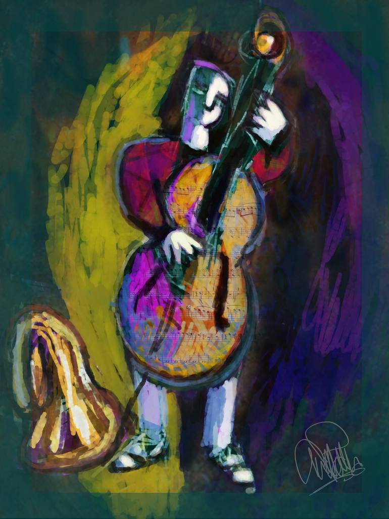 Bass Player#2 Mixed Media by Andre Pallat | Saatchi Art