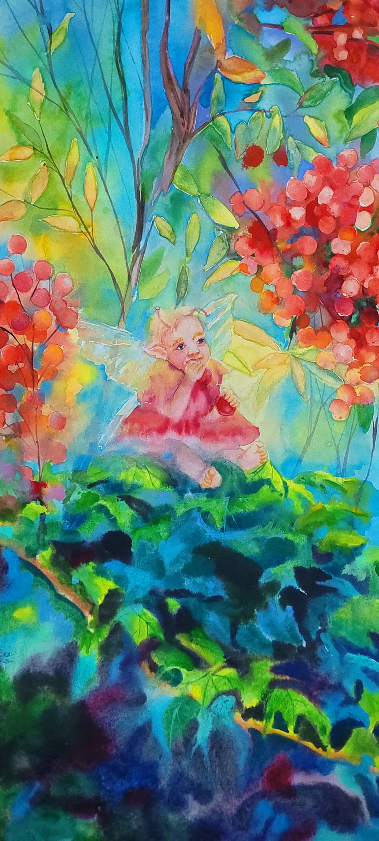 Original Art Deco Botanic Painting by Nina Druzhkova