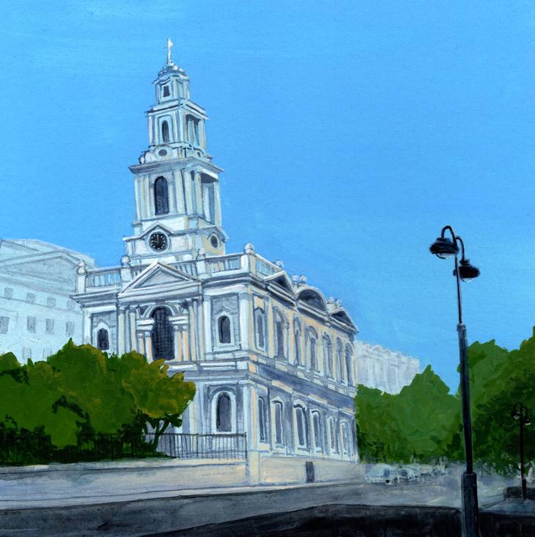 Original Architecture Painting by Nina Mallery | Realism Art on Hardboard | St. Mary's-in-the-way