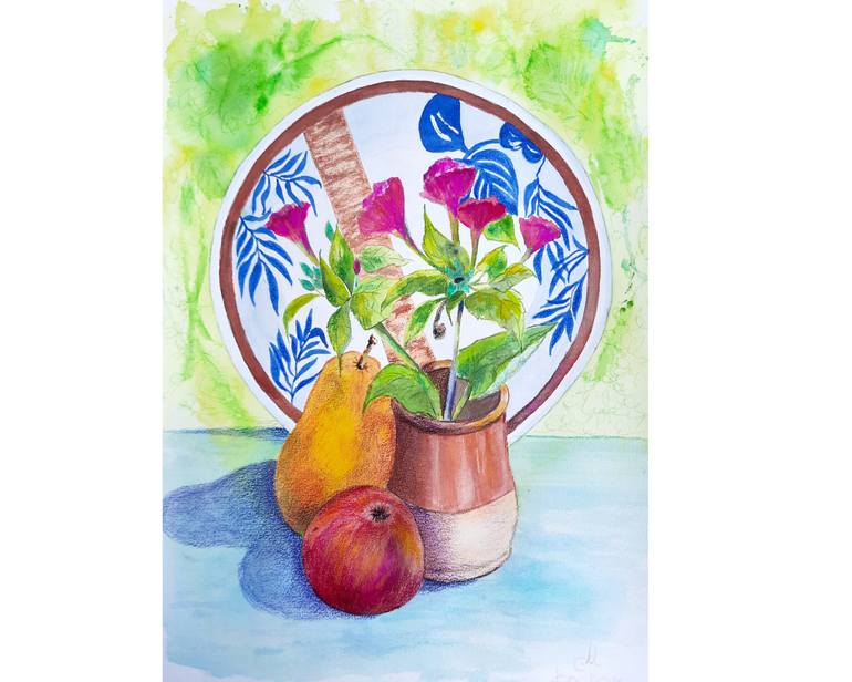Original Art Deco Floral Painting by Oksana Bochar