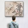 Traditional and modern Chinese art on white wall