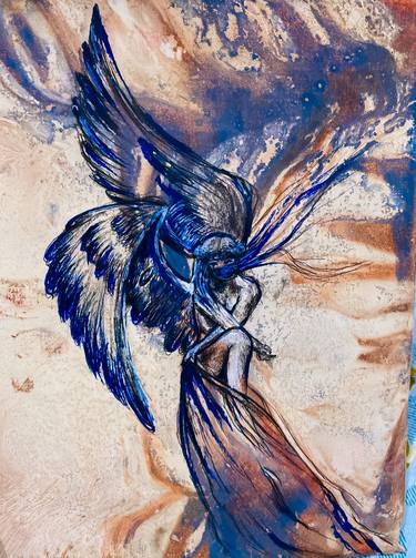 Original Abstract Expressionism Love Printmaking by Noori Art