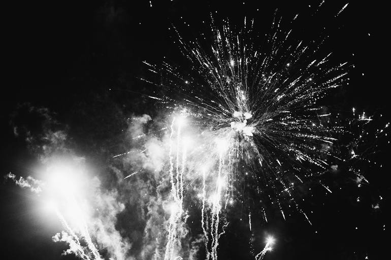 Original Time Photography by Ryley Clarke | Documentary Art on Paper | Summer night's fireworks, illuminate the sky.