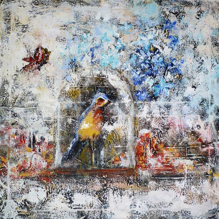 bird in cloche Painting by shanon shan | Saatchi Art