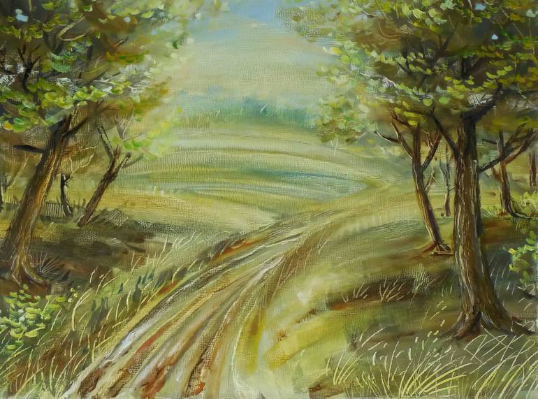 Original Landscape Painting by Sultan Aubekerov | Photorealism Art on Canvas | Whispers of a Serene Pathway