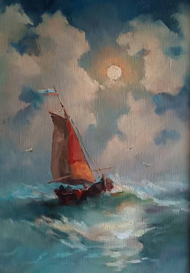 Original Photorealism Boat Paintings by Sultan Aubekerov