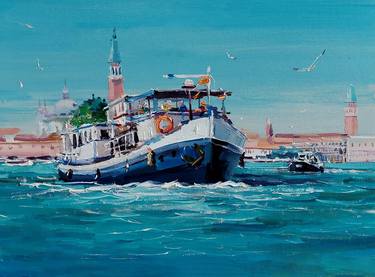 Original Realism Boat Paintings by Sultan Aubekerov