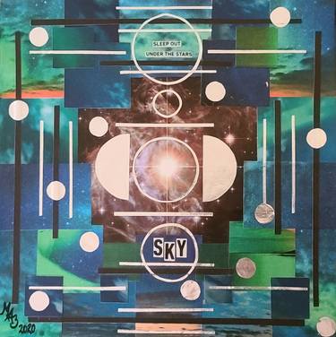 Original Abstract Outer Space Collage by Maria A Brito