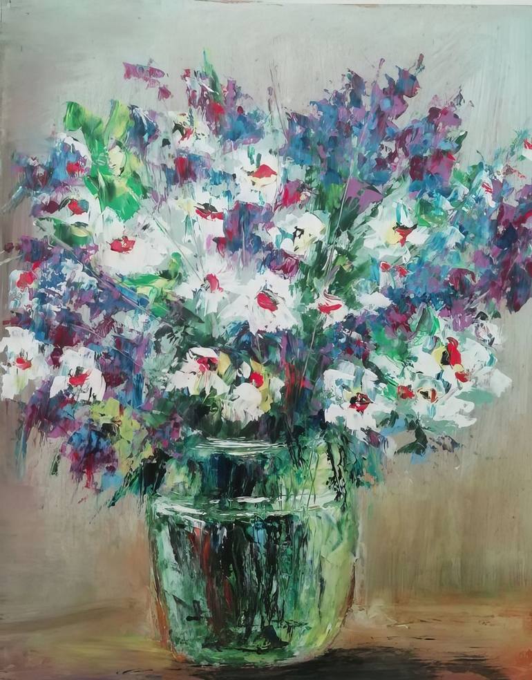 Original Art Deco Floral Paintings by Yelena Ipatko