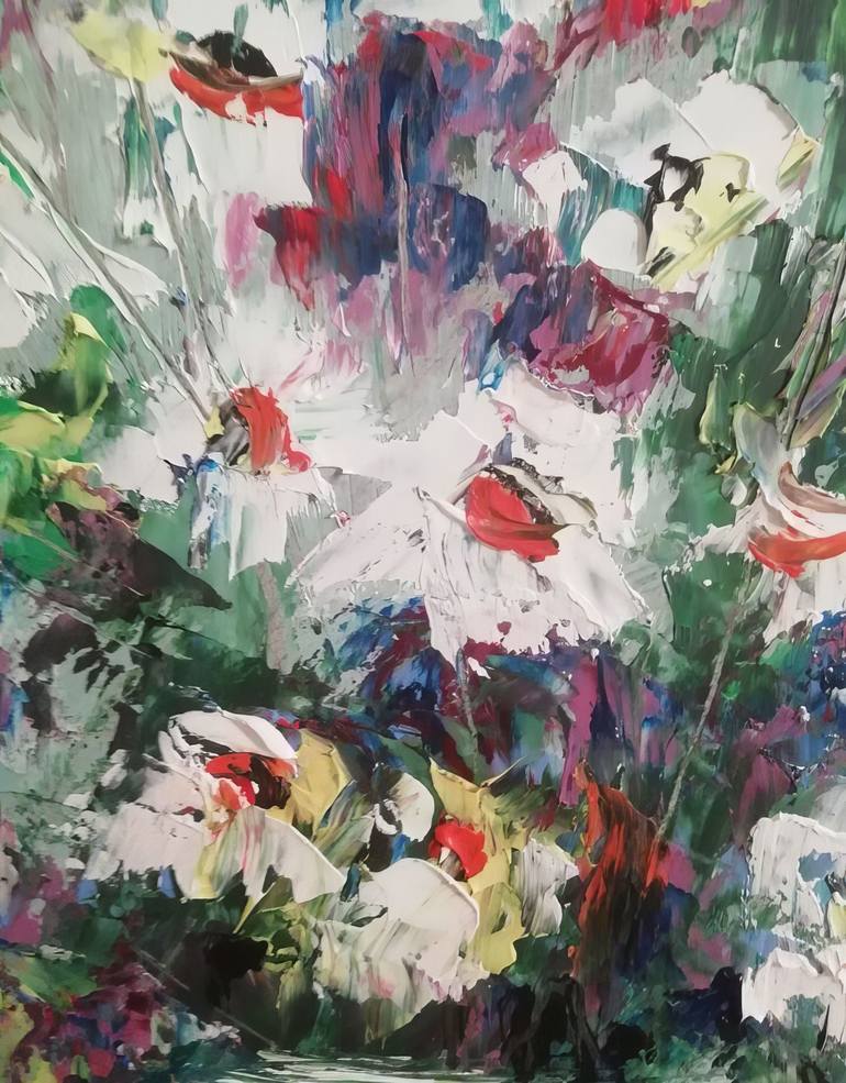 Original Art Deco Floral Painting by Yelena Ipatko