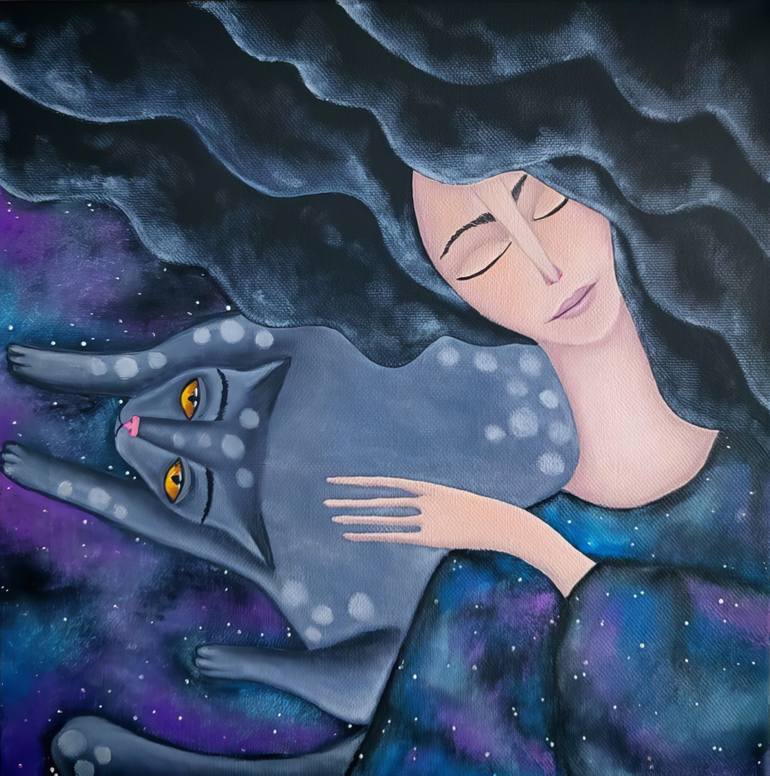 Original Impressionism Cats Painting by Yelena Ipatko