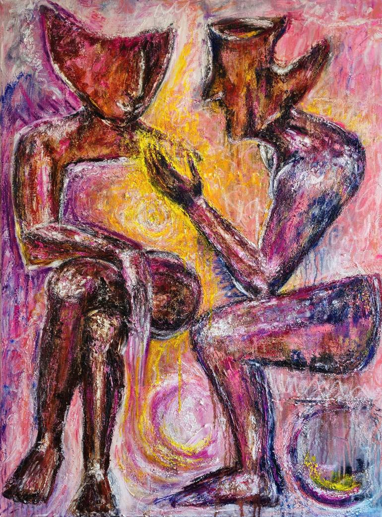 Original Expressionism People Paintings by Lucie Hanykova