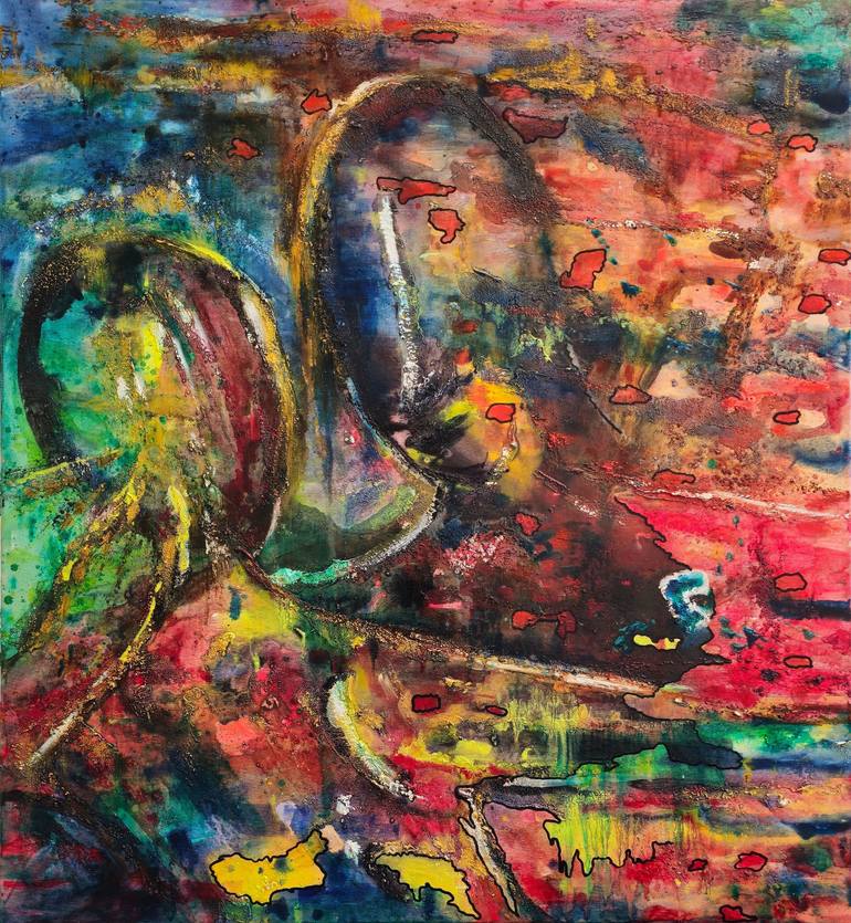 Original Time Painting by Lucie Hanykova  Expressionism Art on Canvas  Melody of Time
