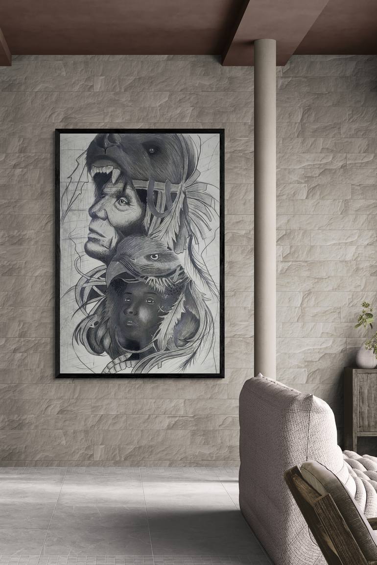 Original Surrealism People Drawing by Migo Artist