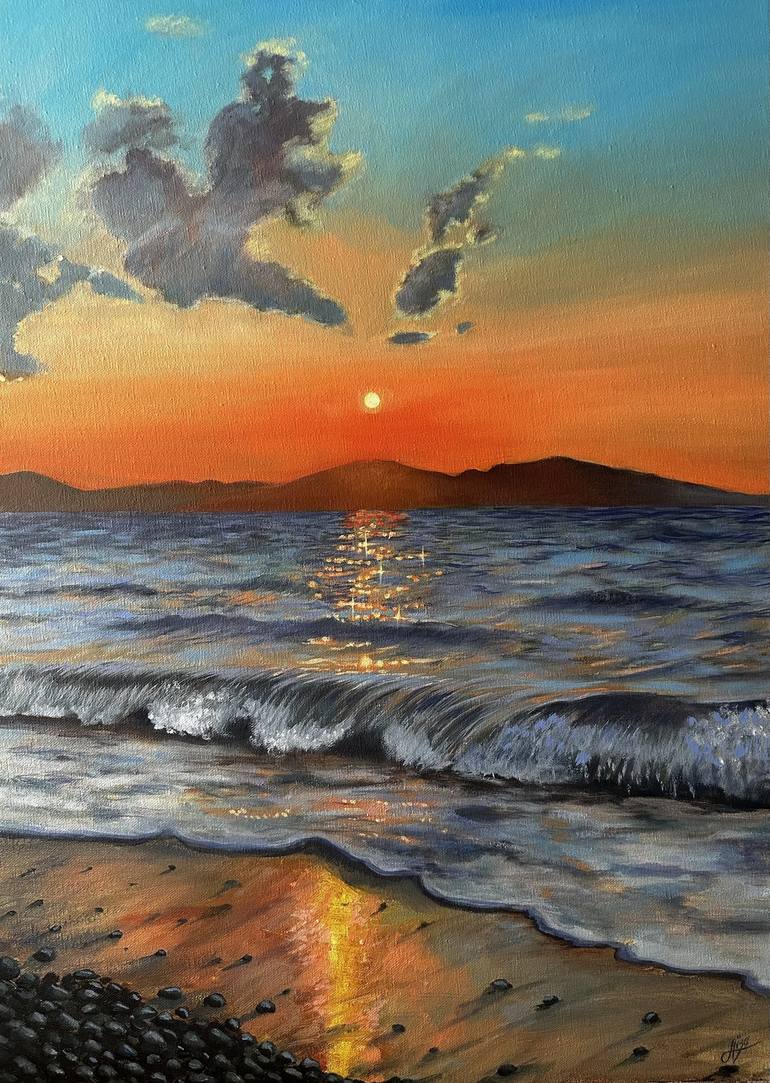 Print of Photorealism Seascape Paintings by Aisylu Burangulova
