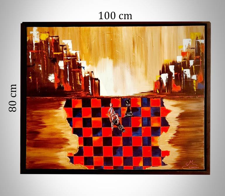 Original Art Deco Abstract Painting by Mounia El Yaakoubi