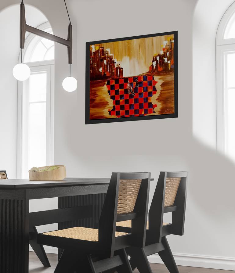 Original Art Deco Abstract Painting by Mounia El Yaakoubi