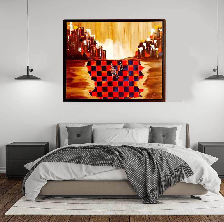 Original Art Deco Abstract Painting by Mounia El Yaakoubi