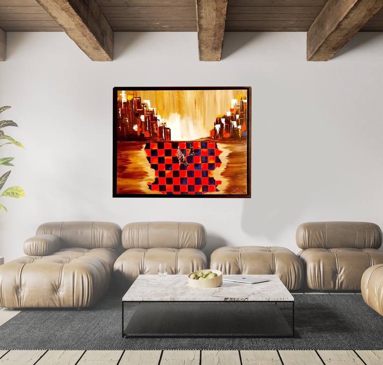 Original Art Deco Abstract Painting by Mounia El Yaakoubi