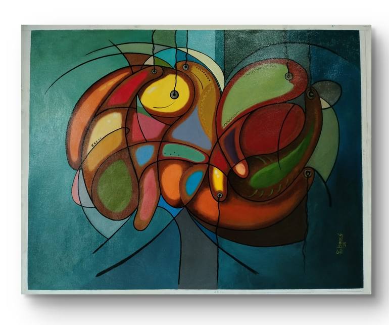 Original Symbolism Abstract Painting by Edwin Gomez