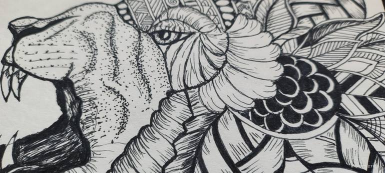 Original Black & White Animal Drawing by Pallavi A