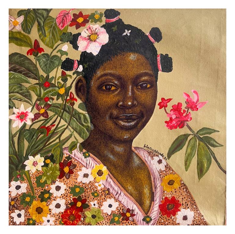 Original Abstract Floral Mixed Media by Akande Wasiu