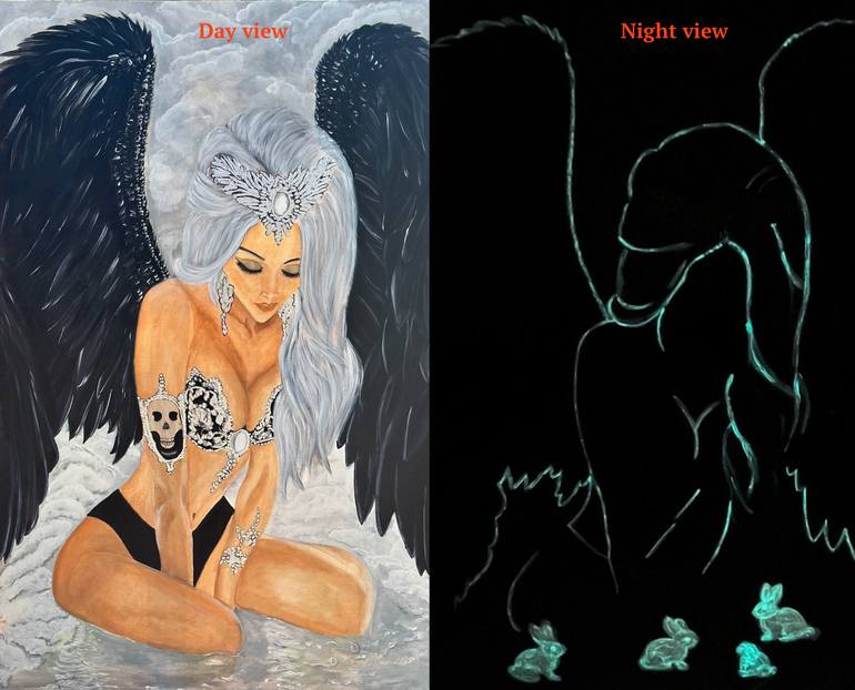 Original Pop Art Fantasy Painting by Inese Rozenberga