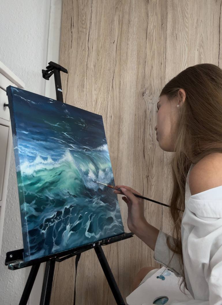 Original Photorealism Seascape Painting by Maria Kylymysta