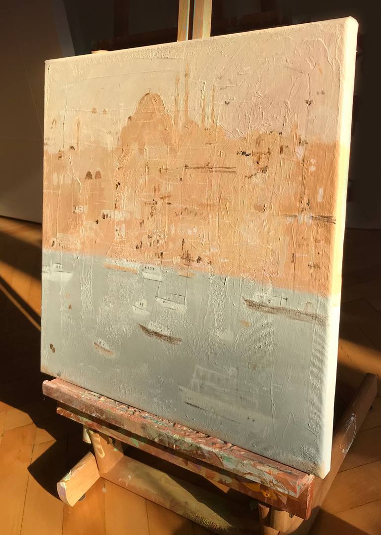 Original Abstract Architecture Painting by Seren Unsal