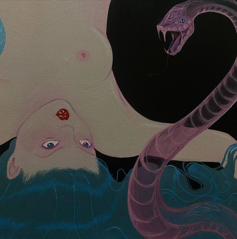 Original Surrealism People Painting by Trophy Tropic