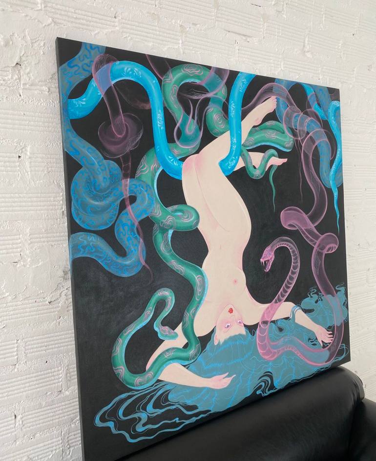 Original Surrealism People Painting by Trophy Tropic