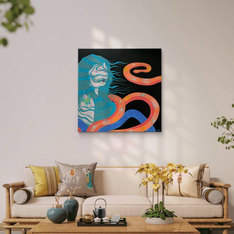 Original Surrealism People Painting by Trophy Tropic