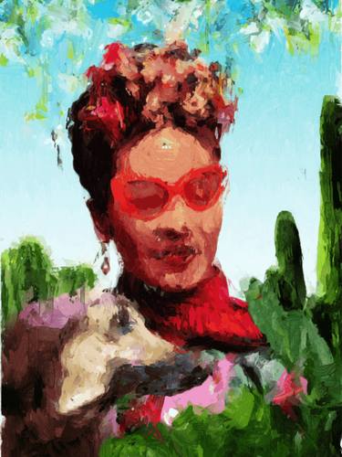 Frida with dog and catos thumb