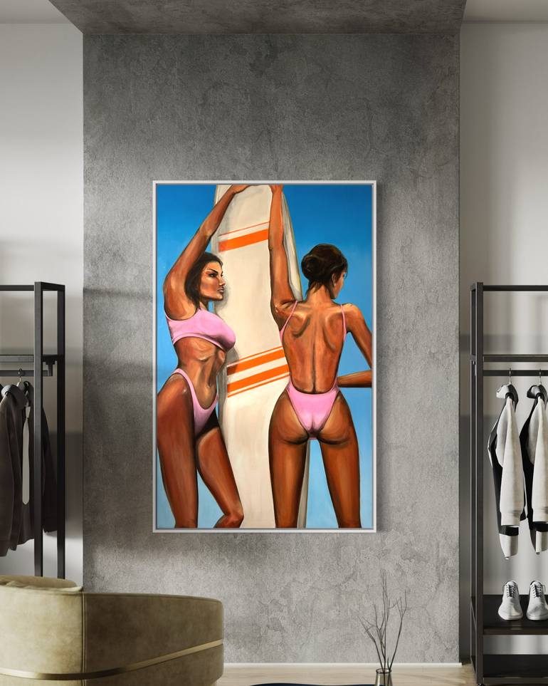 Original Figurative Beach Painting by Gold Smiley