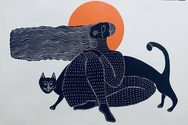 Original Illustration Cats Drawings by Dilek Ozalp
