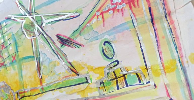 Original Abstract Graffiti Drawing by Natalia E Woytasik