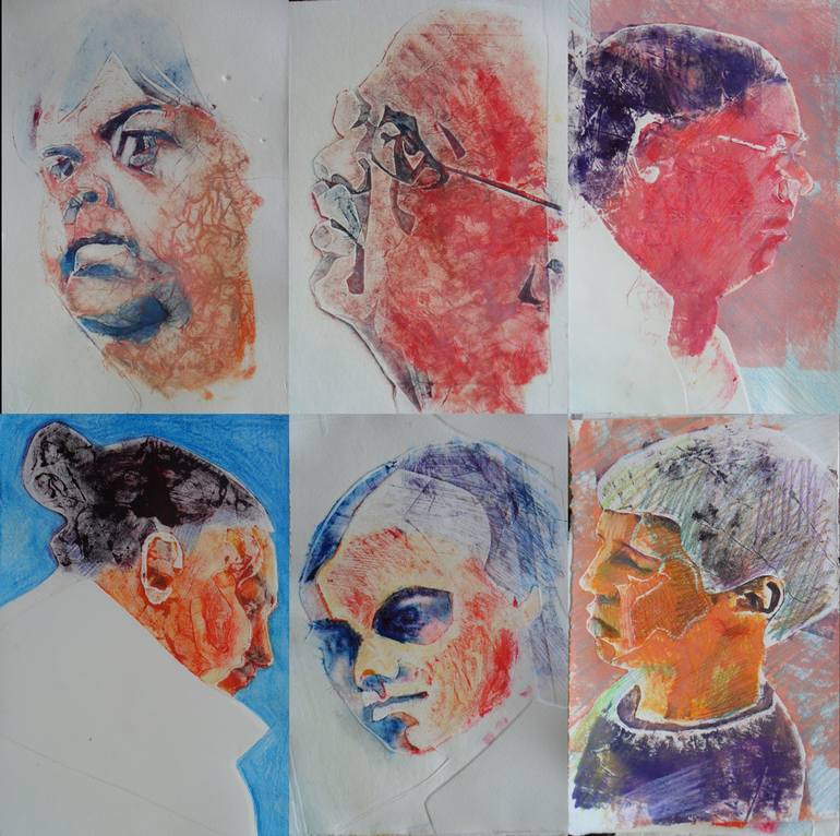 Family faces Printmaking by Lea Alexander | Saatchi Art