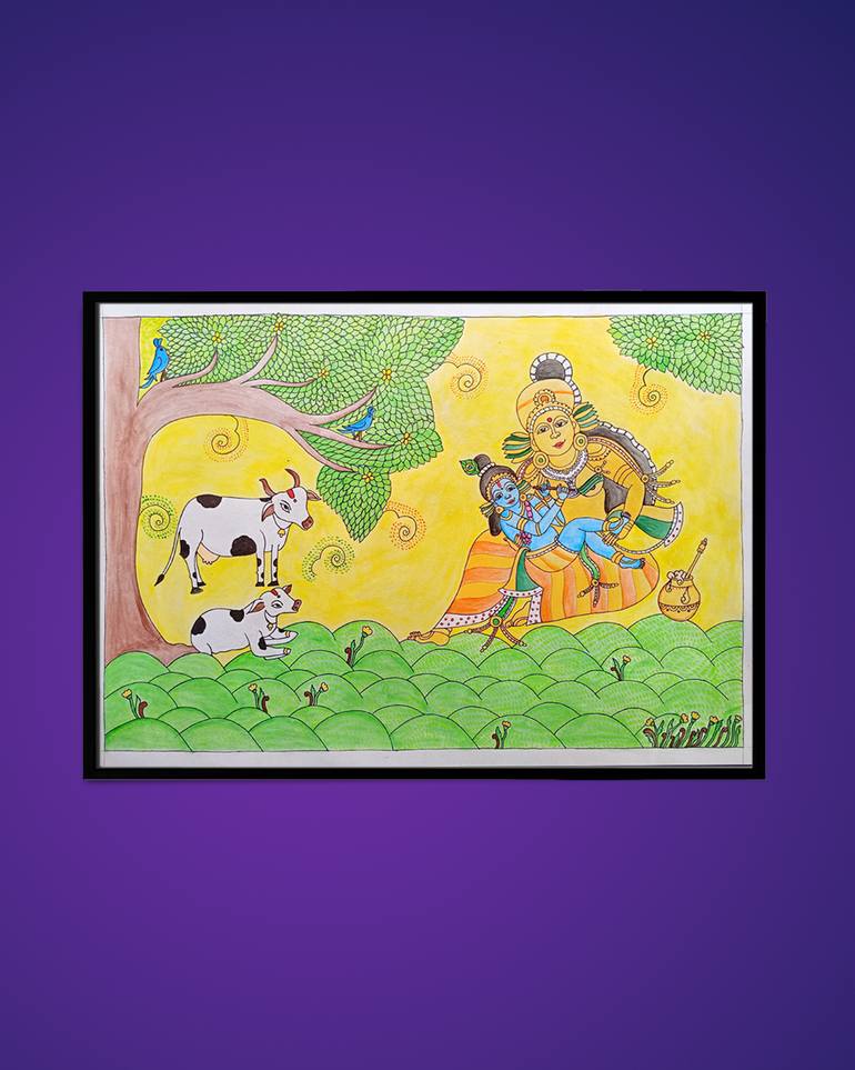 Original Folk Classical Mythology Painting by Shini Mp