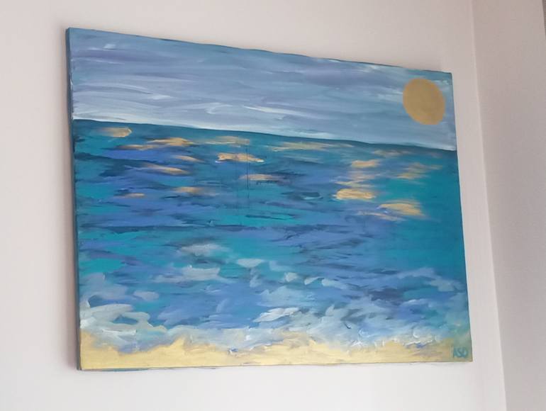 Original Abstract Expressionism Beach Painting by Alaitz Sasieta