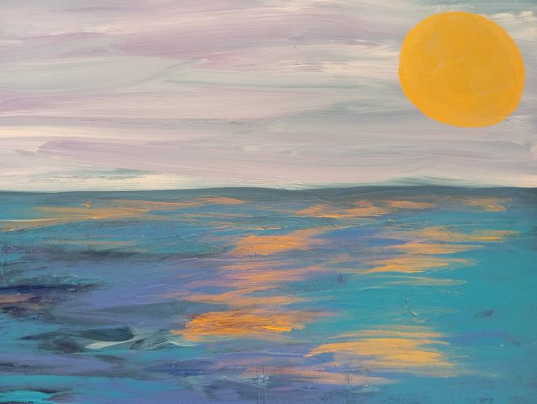 Original Abstract Expressionism Beach Painting by Alaitz Sasieta