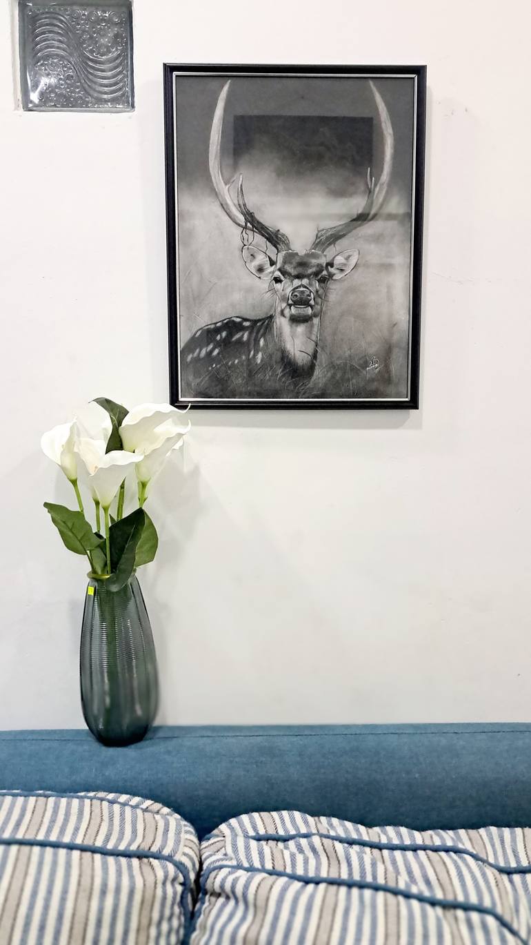 Original Art Deco Animal Drawing by Nuwani Fernando