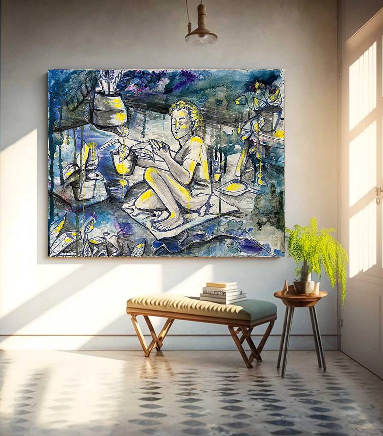 Original Abstract Botanic Painting by Eliska Stepova