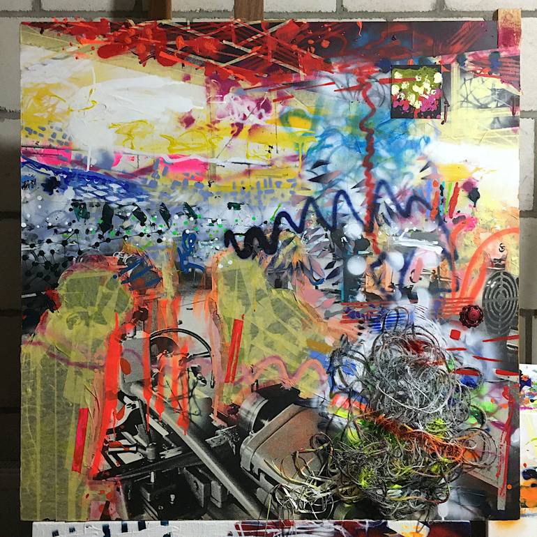 Original Abstract Expressionism Graffiti Painting by Wolfgang in der Wiesche