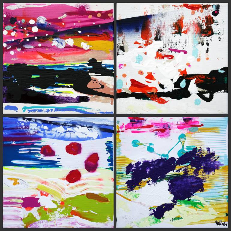Original Abstract Painting by Wolfgang In Der Wiesche | Abstract Art on Canvas | o.t. (set of four)