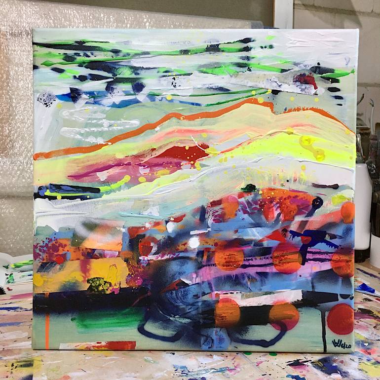 Original Abstract Expressionism Landscape Painting by Wolfgang In Der Wiesche