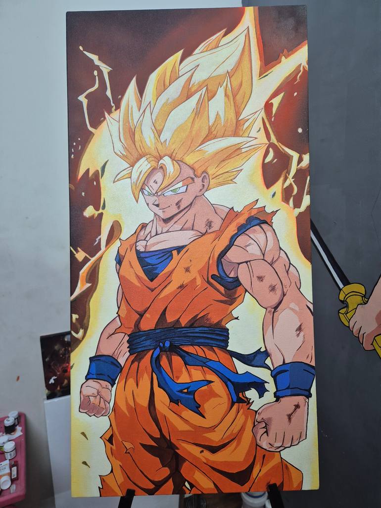 Dragon Ball Z Goku Super saiyan painting Painting by Kiran Kumar ...