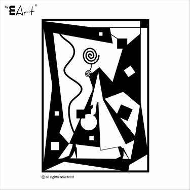 Original Black & White Abstract Sculpture by Marius-Vasile Popescu